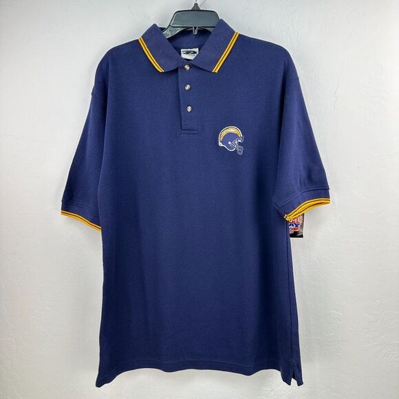 Vtg The Edge Polo‎ Shirt San Diego Chargers Mens M Blue Game Day NFL Deadstock - Picture 1 of 9
